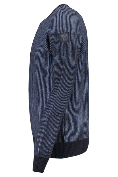 Eco-Conscious Blue Sweater with Emblem Detail