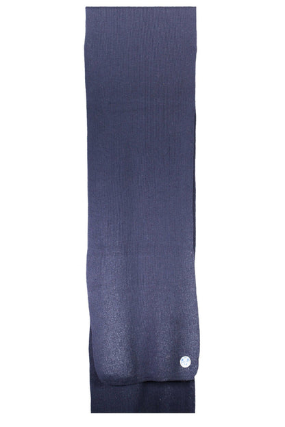 Elegant Blue Scarf with Distinctive Logo Detail