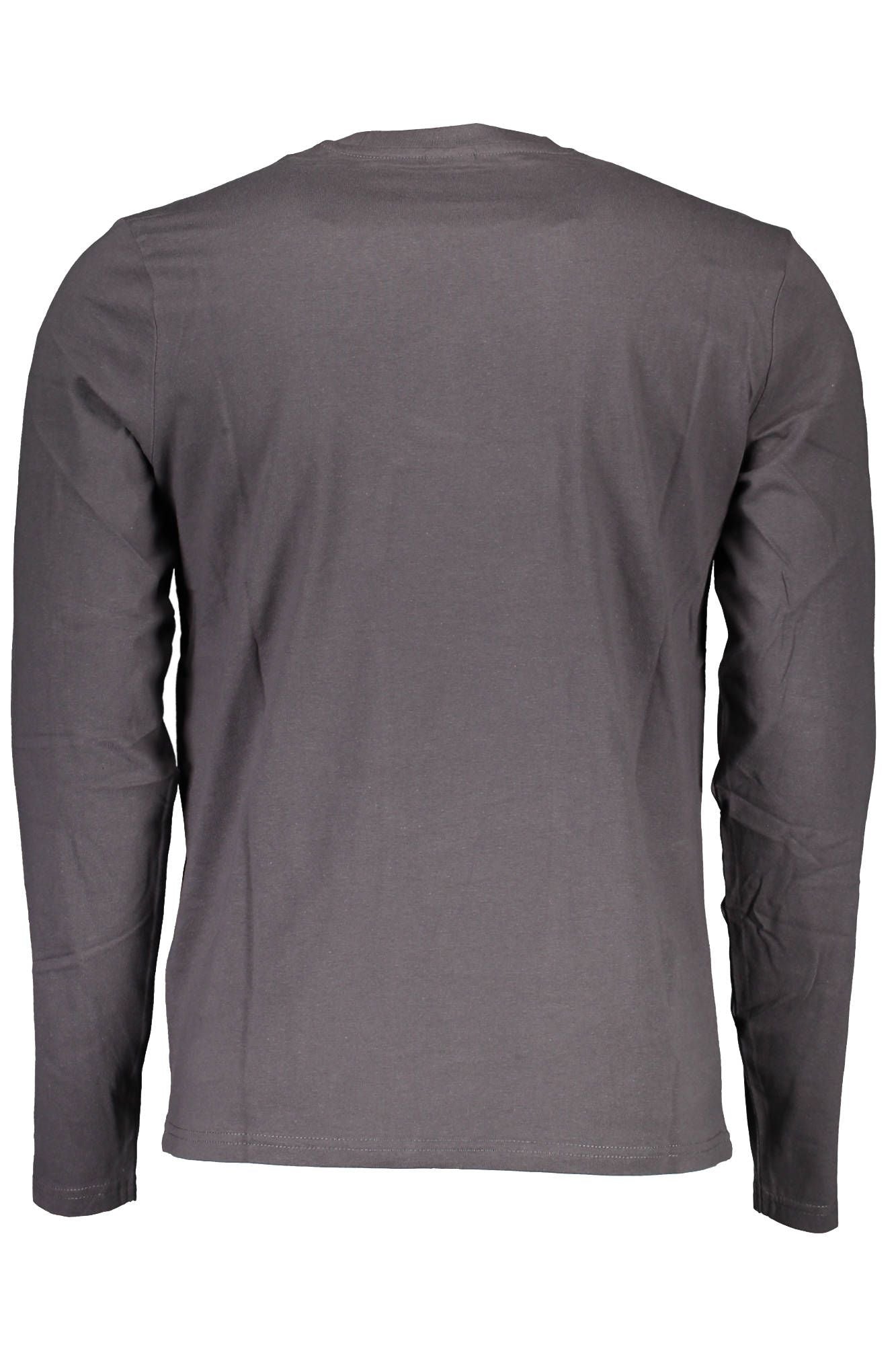 Elegant Gray Long-Sleeve Cotton Tee