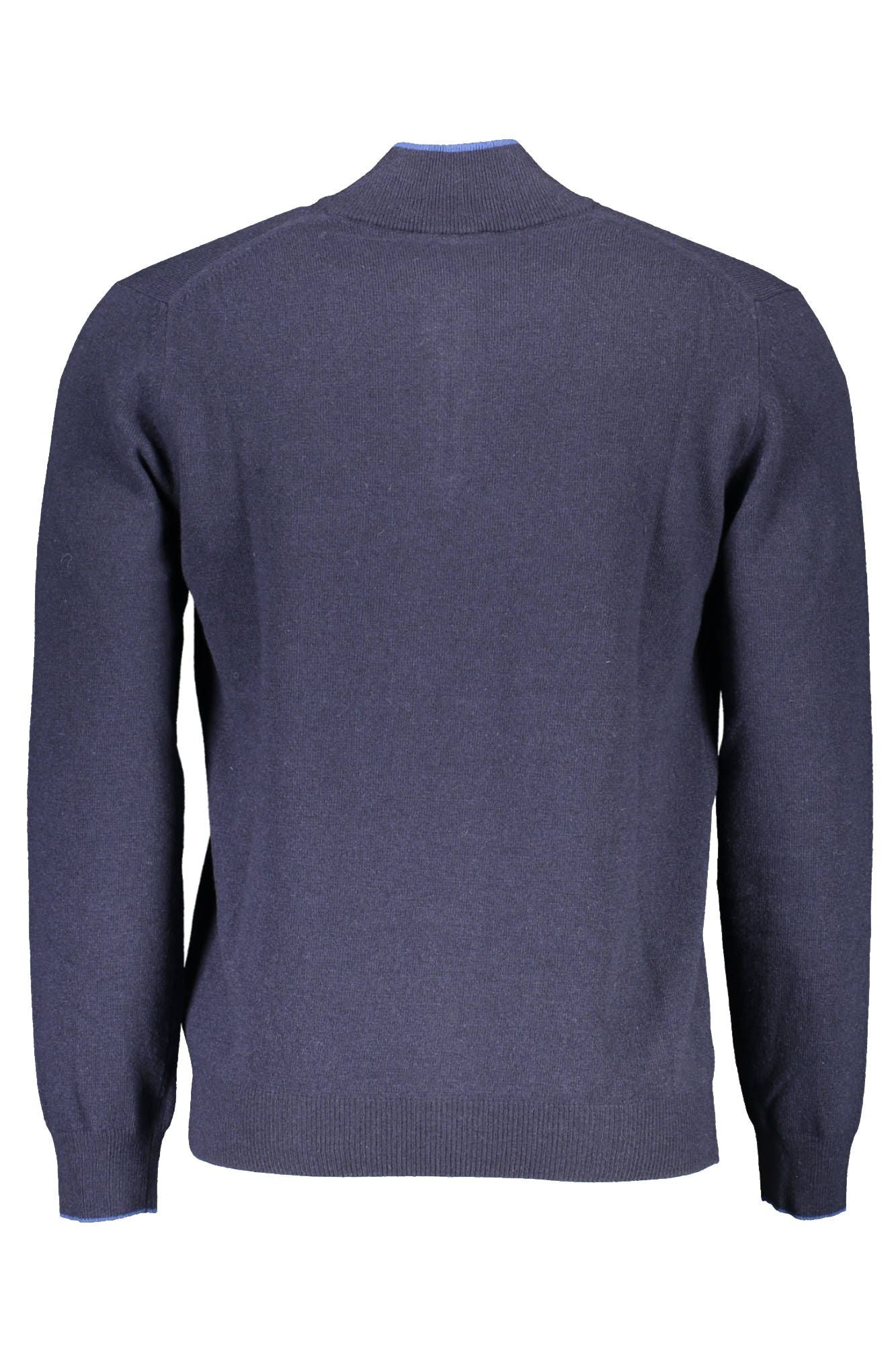 Elegant Blue Half-Zip Turtleneck Sweater