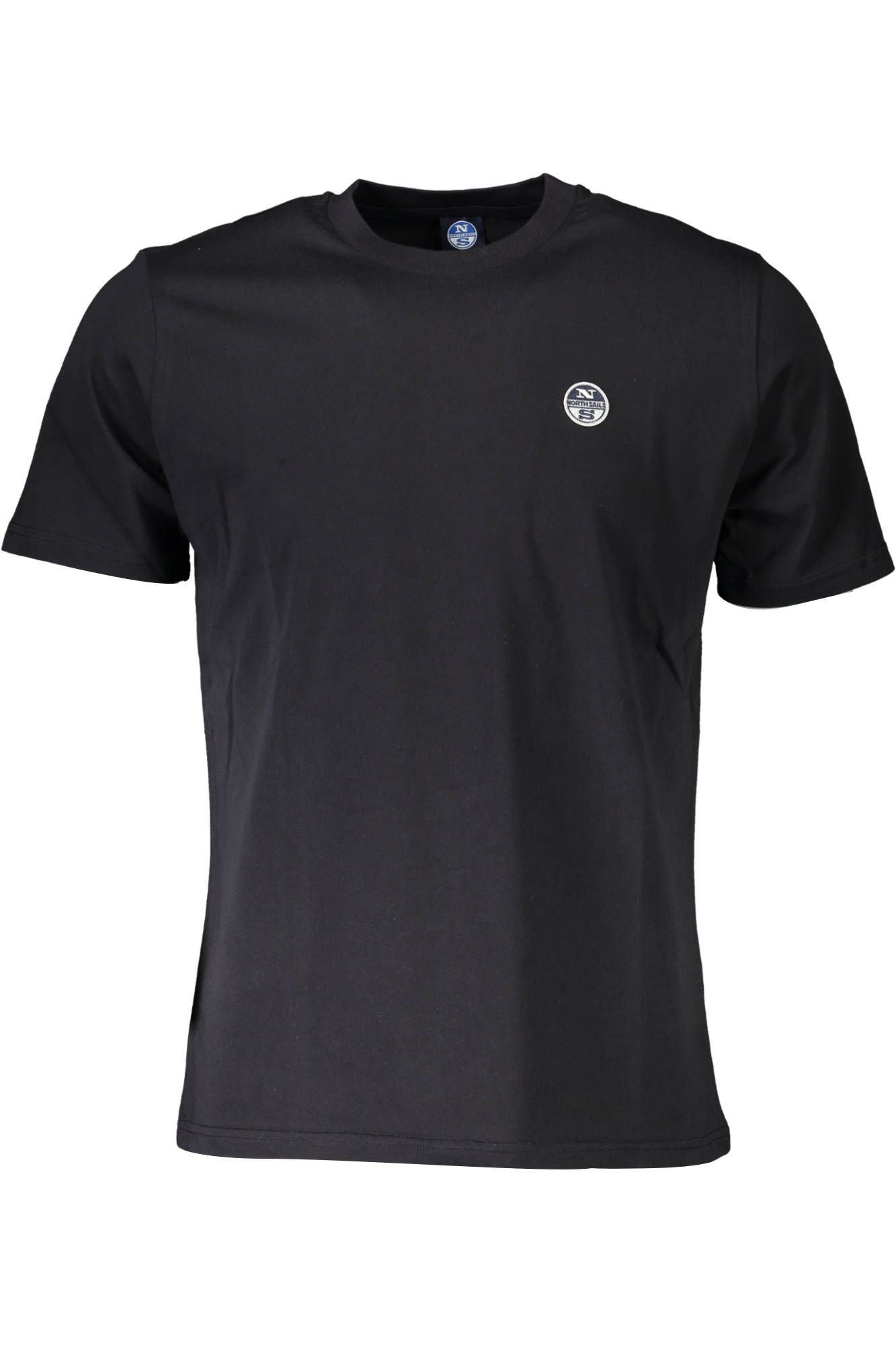 Elegant Black Cotton Tee with Logo Applique