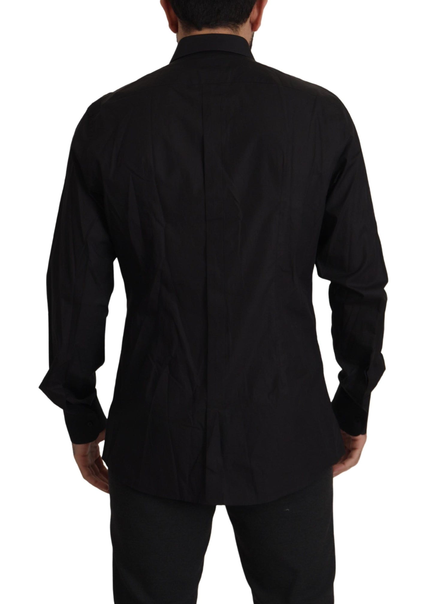 Elegante camisa de vestir de esmoquin negra - Corte ajustado