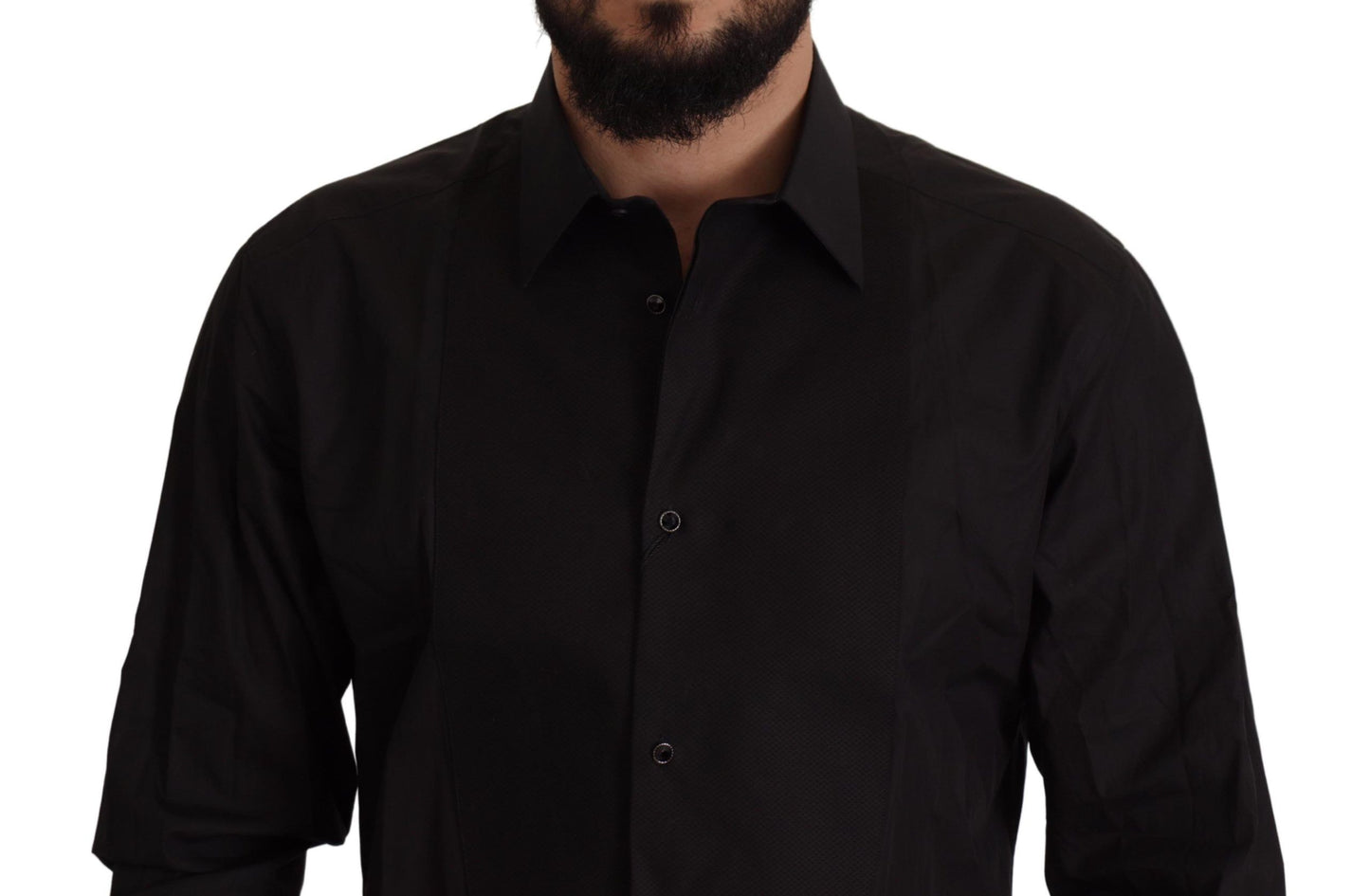 Elegante camisa de vestir de esmoquin negra - Corte ajustado