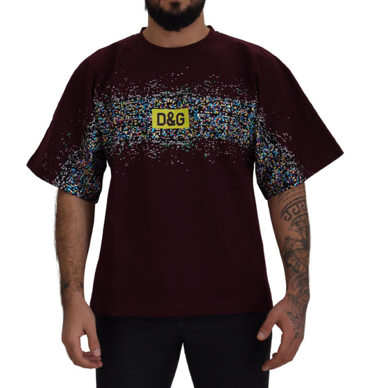 Bordeaux katoenen T-shirt met ronde hals