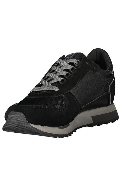 Sleek Black Lace-Up Sneakers with Contrasting Details