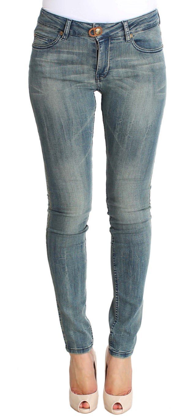 Skinny, strakke, strakke jeans van stretchkatoen met blauwe wassing