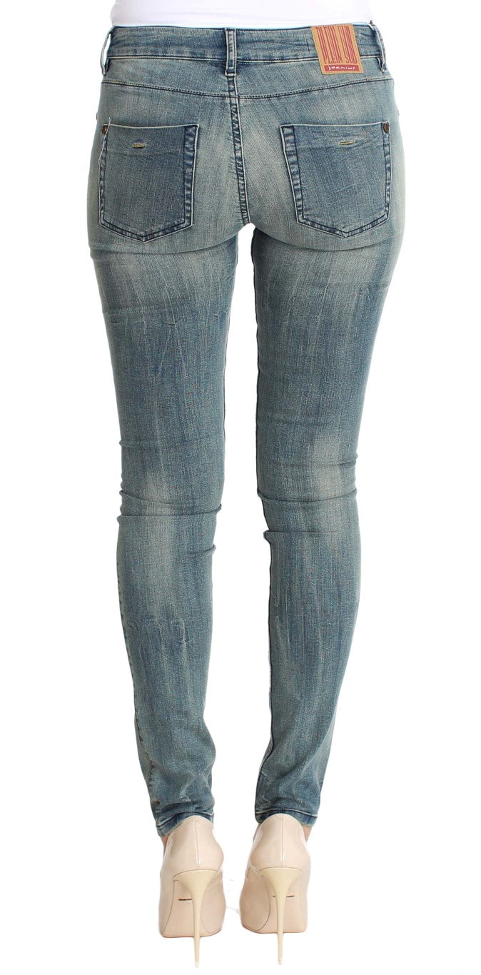 Skinny, strakke, strakke jeans van stretchkatoen met blauwe wassing