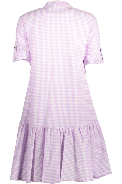 Chic Pink Cotton Dress with Versatile Sleeves