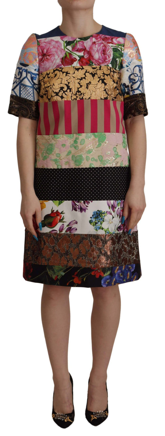 Mini-jurk met patchwork - Veelkleurige elegantie