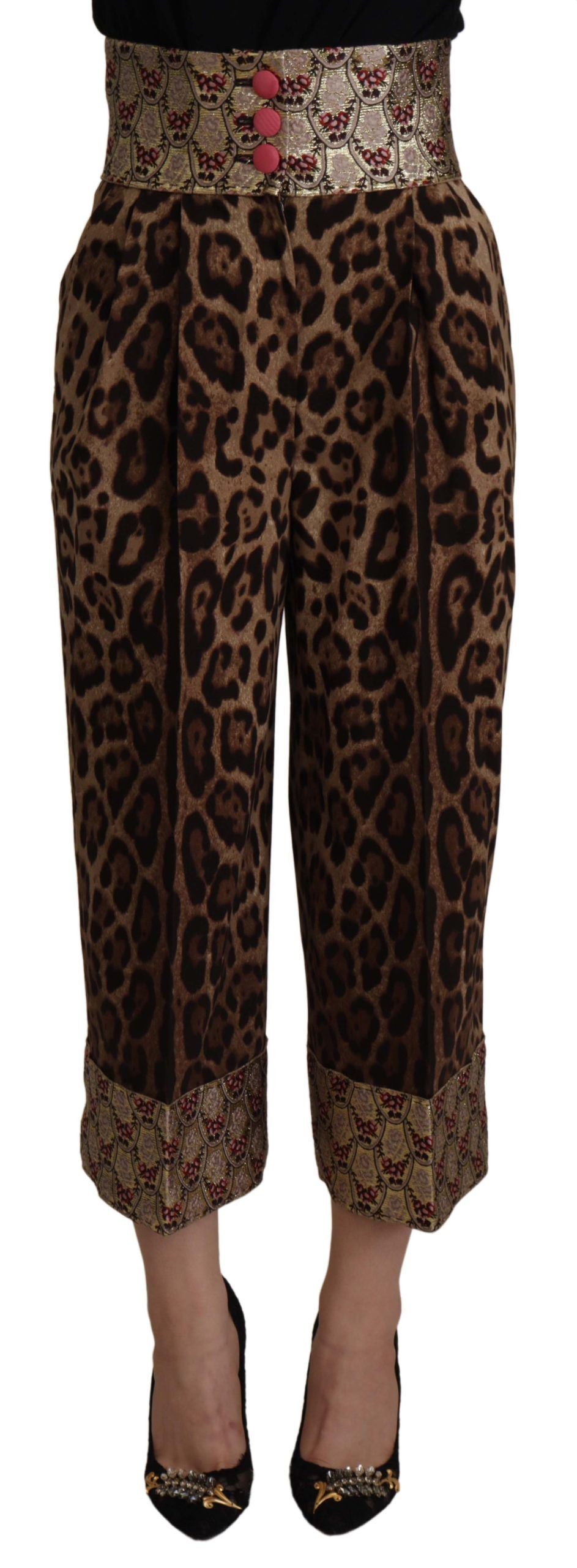 Pantalones cortos de jacquard con estampado de leopardo y cintura alta