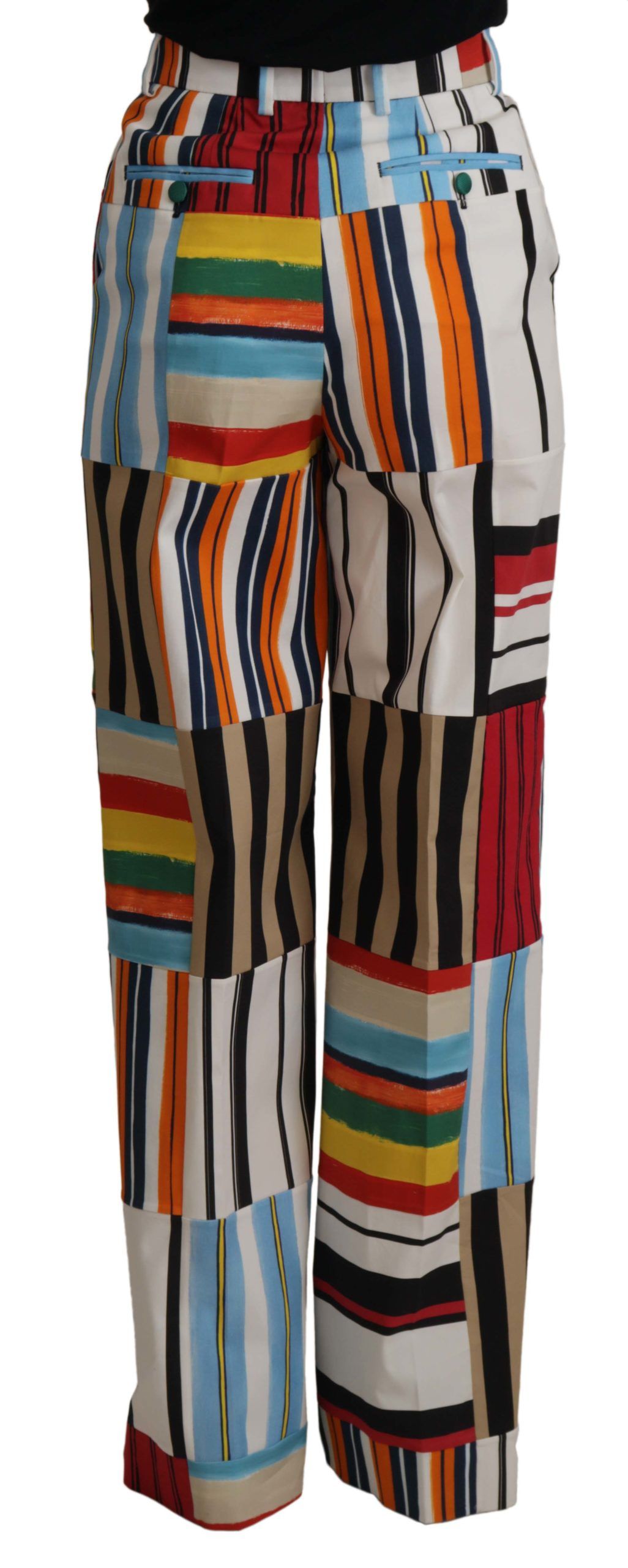 Elegant High Waist Striped Trousers