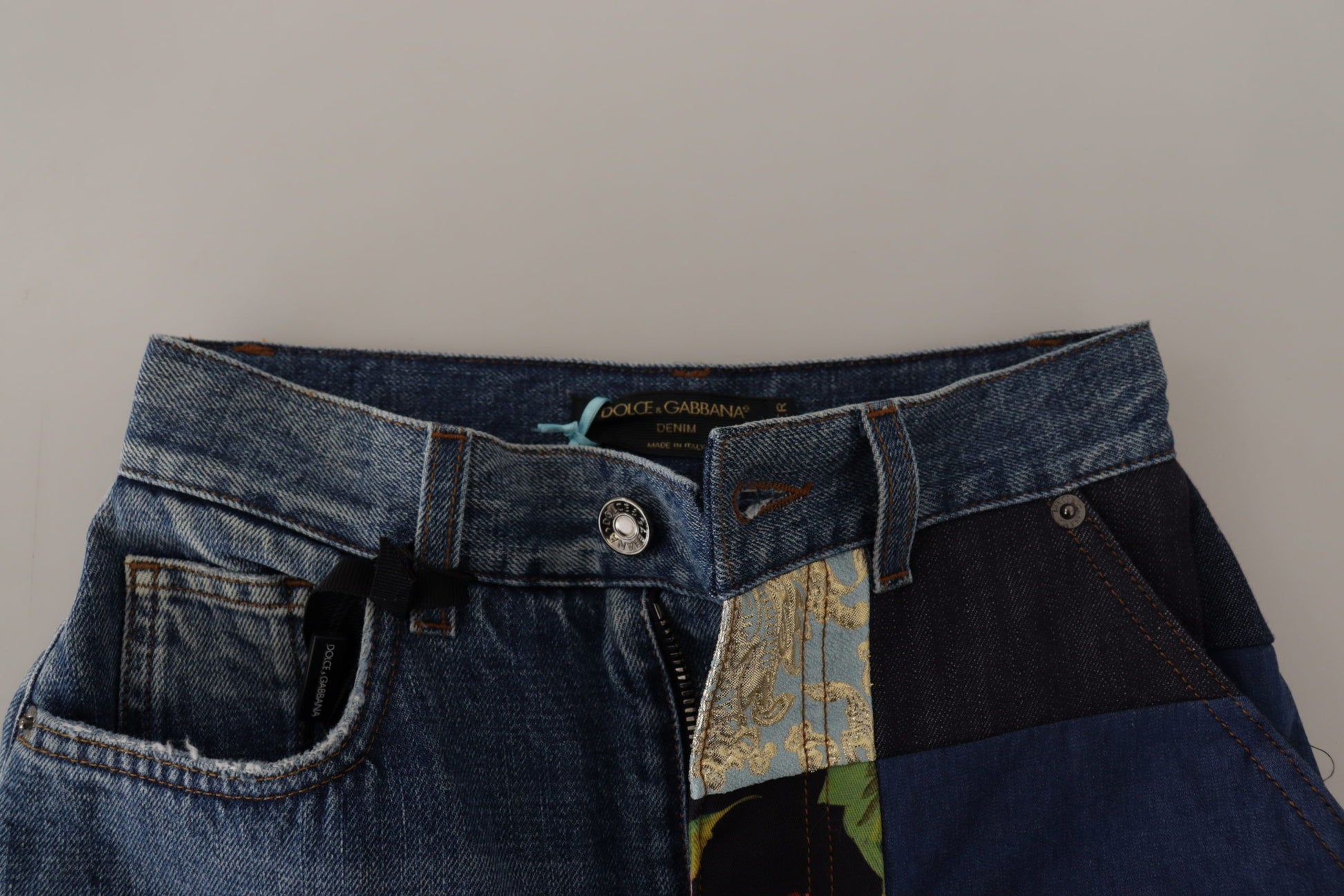 Relaxte jeans van denim met patchwork-jacquard