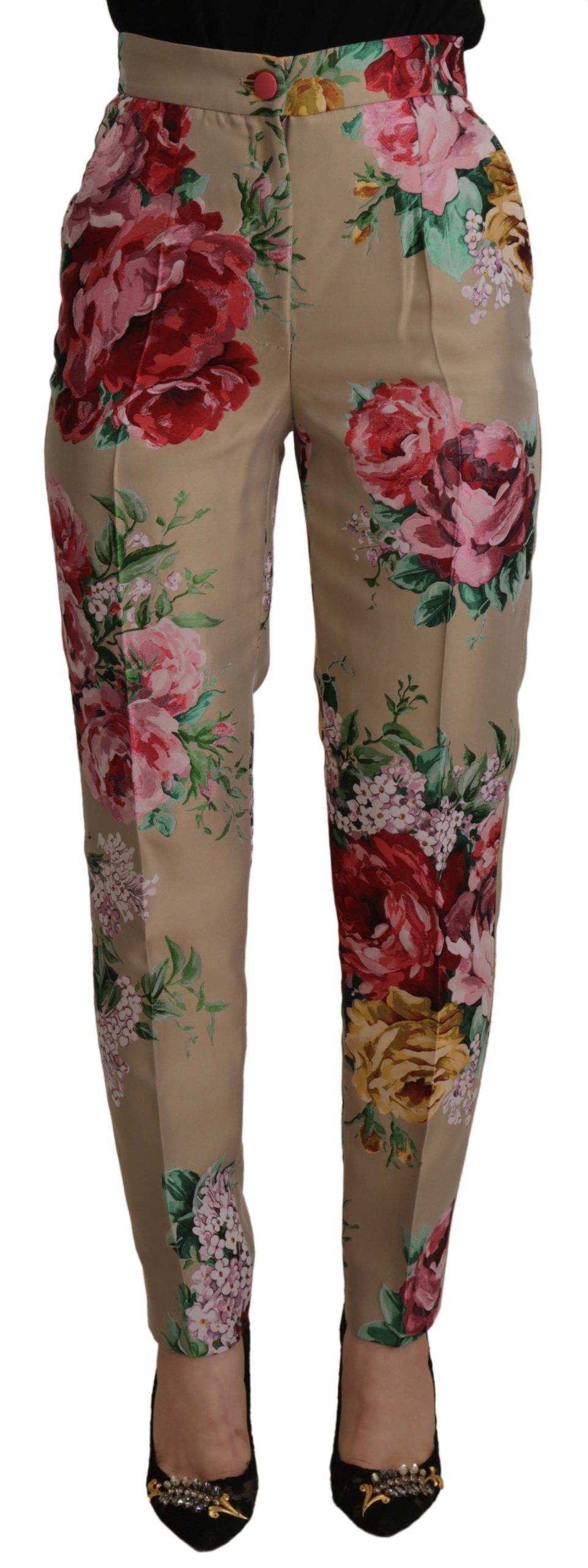 Pantalones de vestir florales de cintura alta