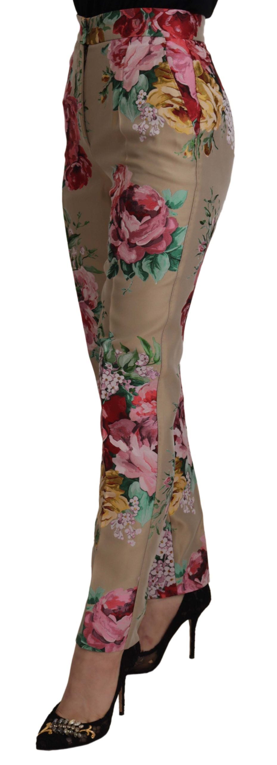 Pantalones de vestir florales de cintura alta