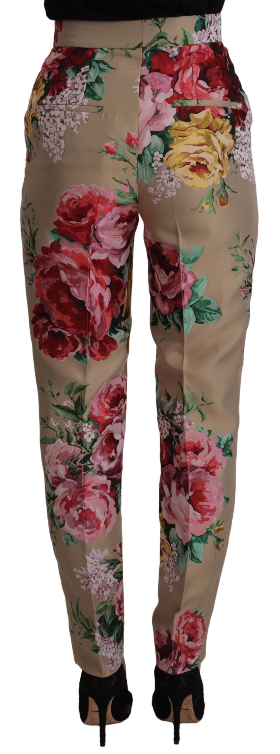 Pantalones de vestir florales de cintura alta