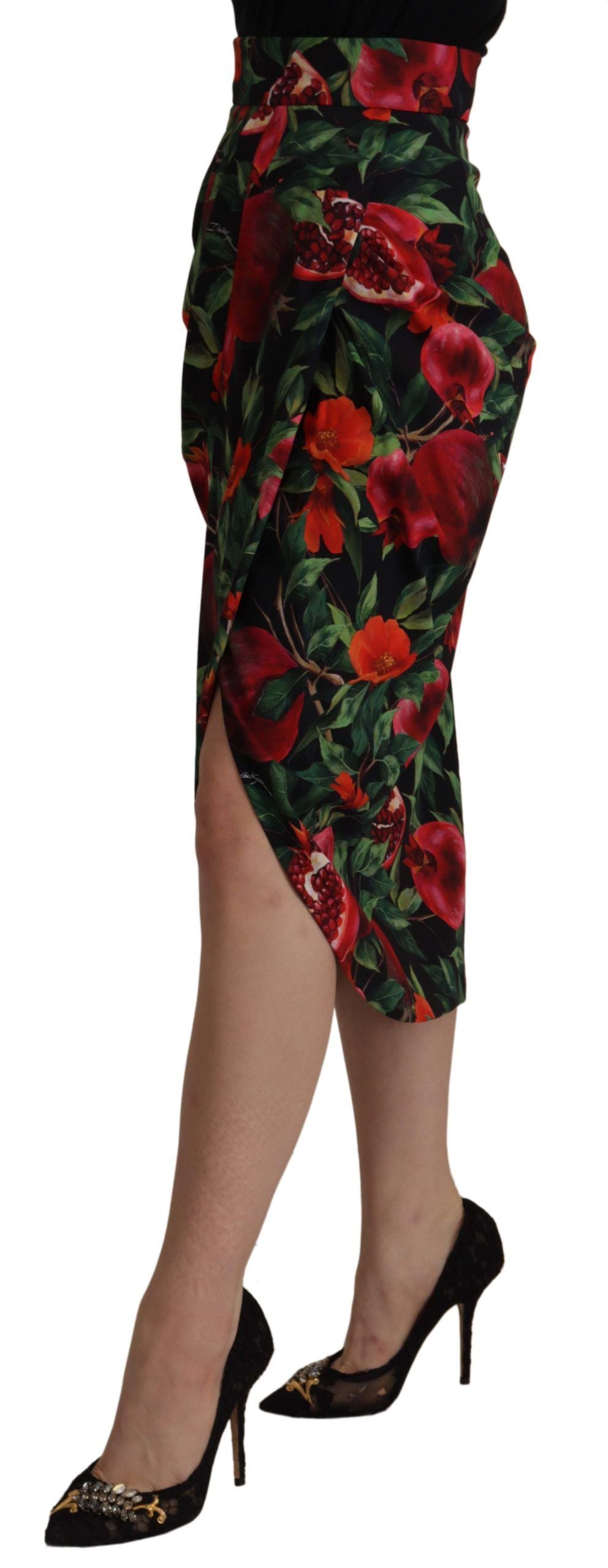 Chic Midi Wrap Skirt with Fruit Motif