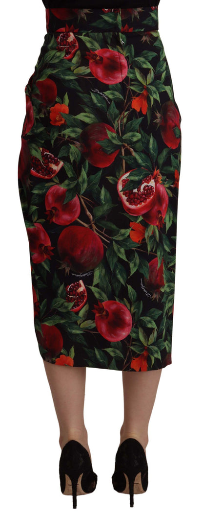 Chic Midi Wrap Skirt with Fruit Motif