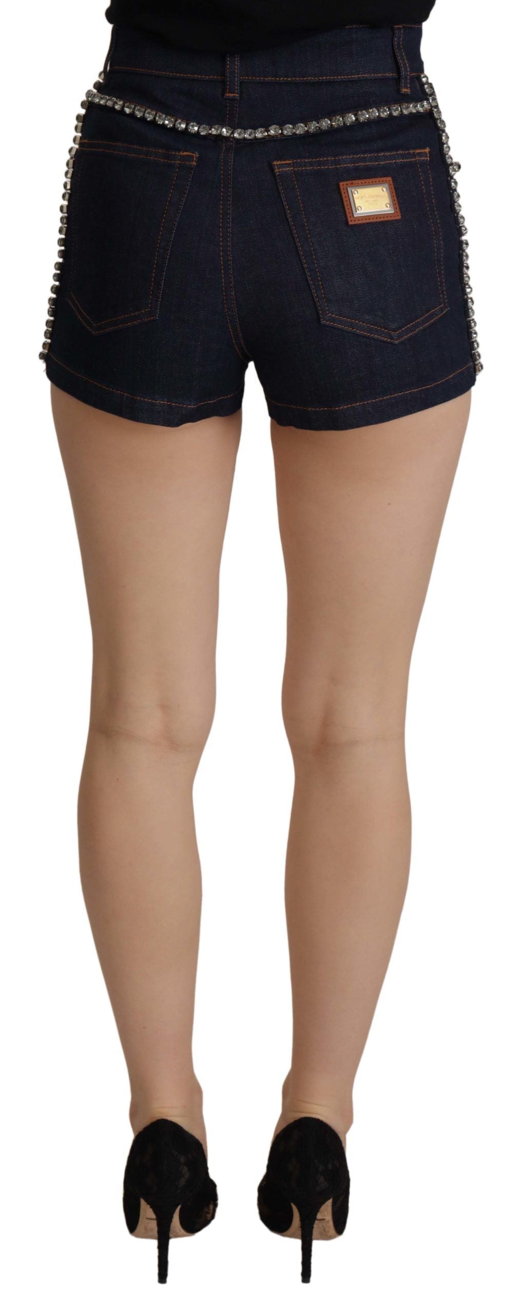 Chique hotpants-short met hoge taille en kristallen details