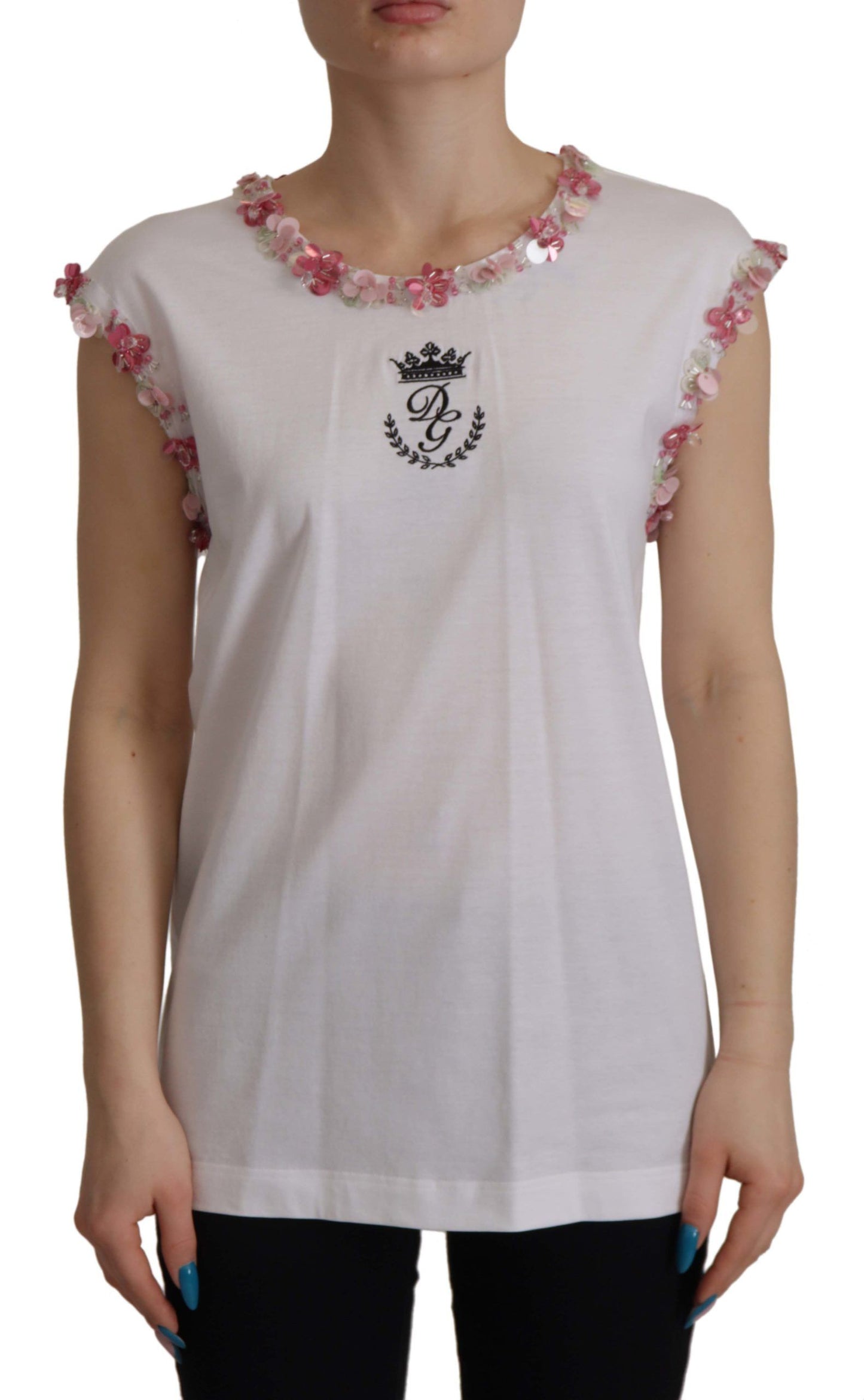 Chique Crown-tanktop-T-shirt met lovertjes