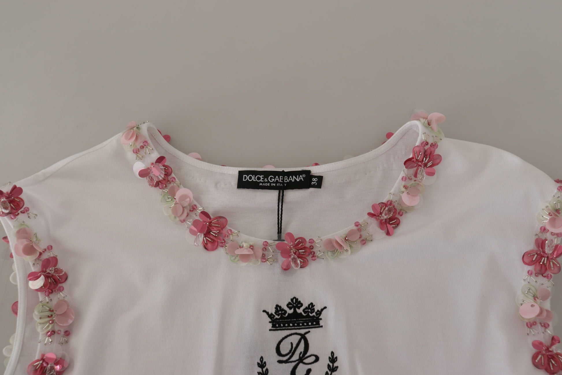 Chique Crown-tanktop-T-shirt met lovertjes