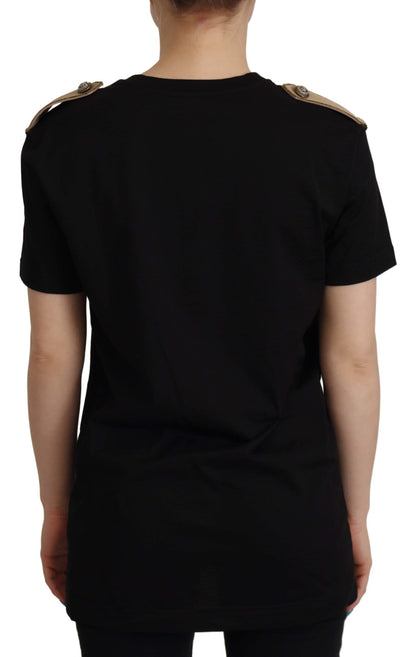 Chique katoenen T-shirt met zwart logo voor dames