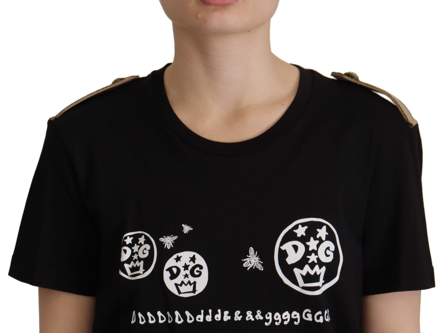 Chique katoenen T-shirt met zwart logo voor dames