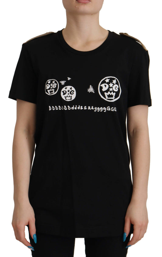 Chique katoenen T-shirt met zwart logo voor dames