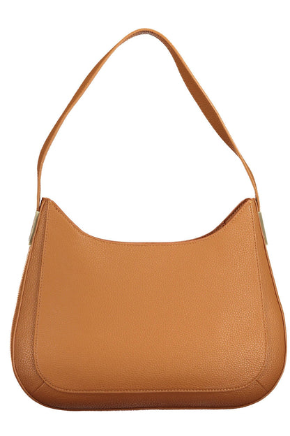 Brown Polyester Women Handbag