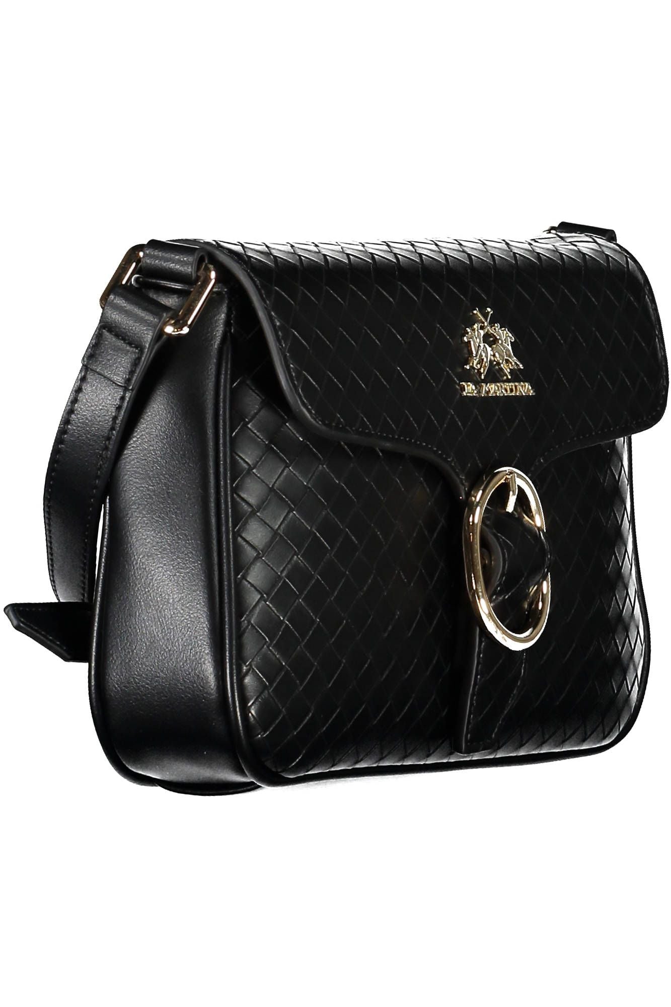 Elegant Black Shoulder Bag with Contrasting Details