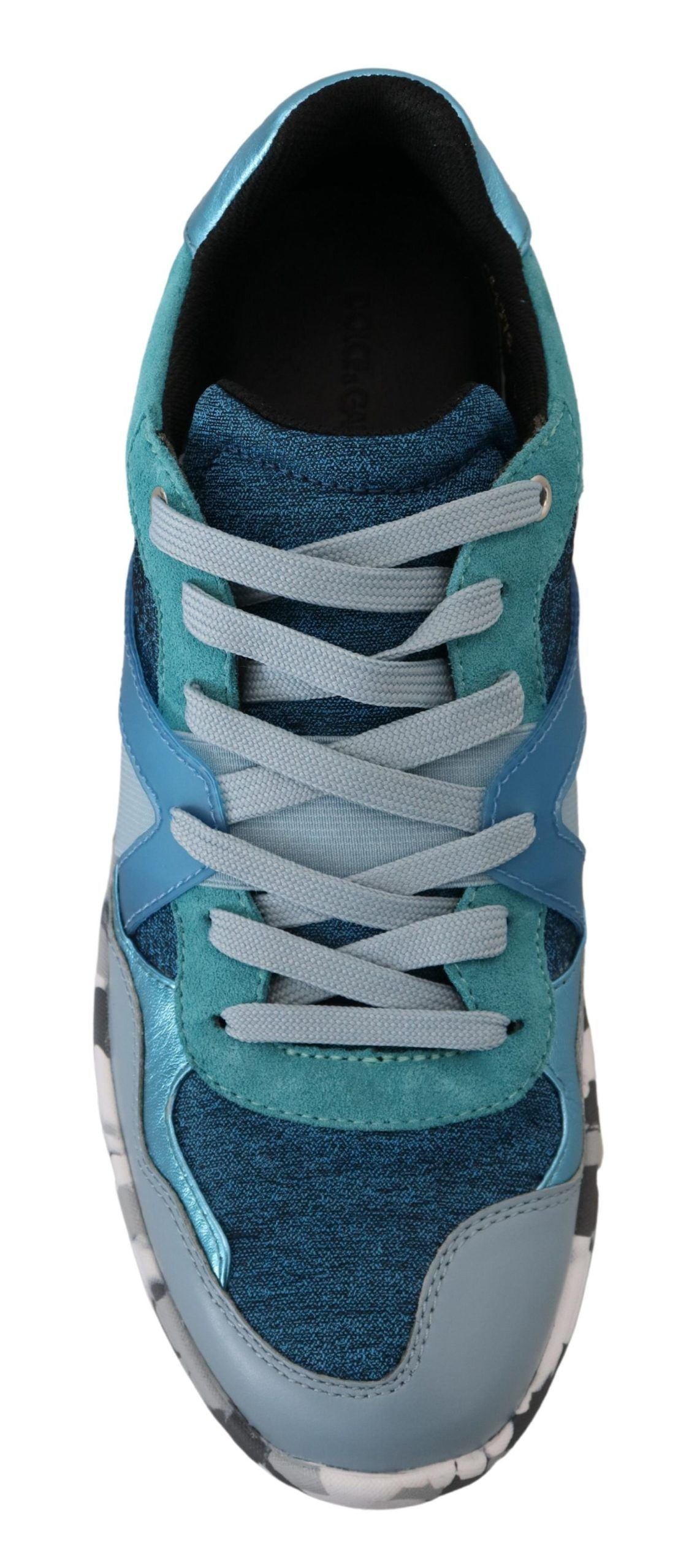 Blauwgrijze leren sport lage sneakers