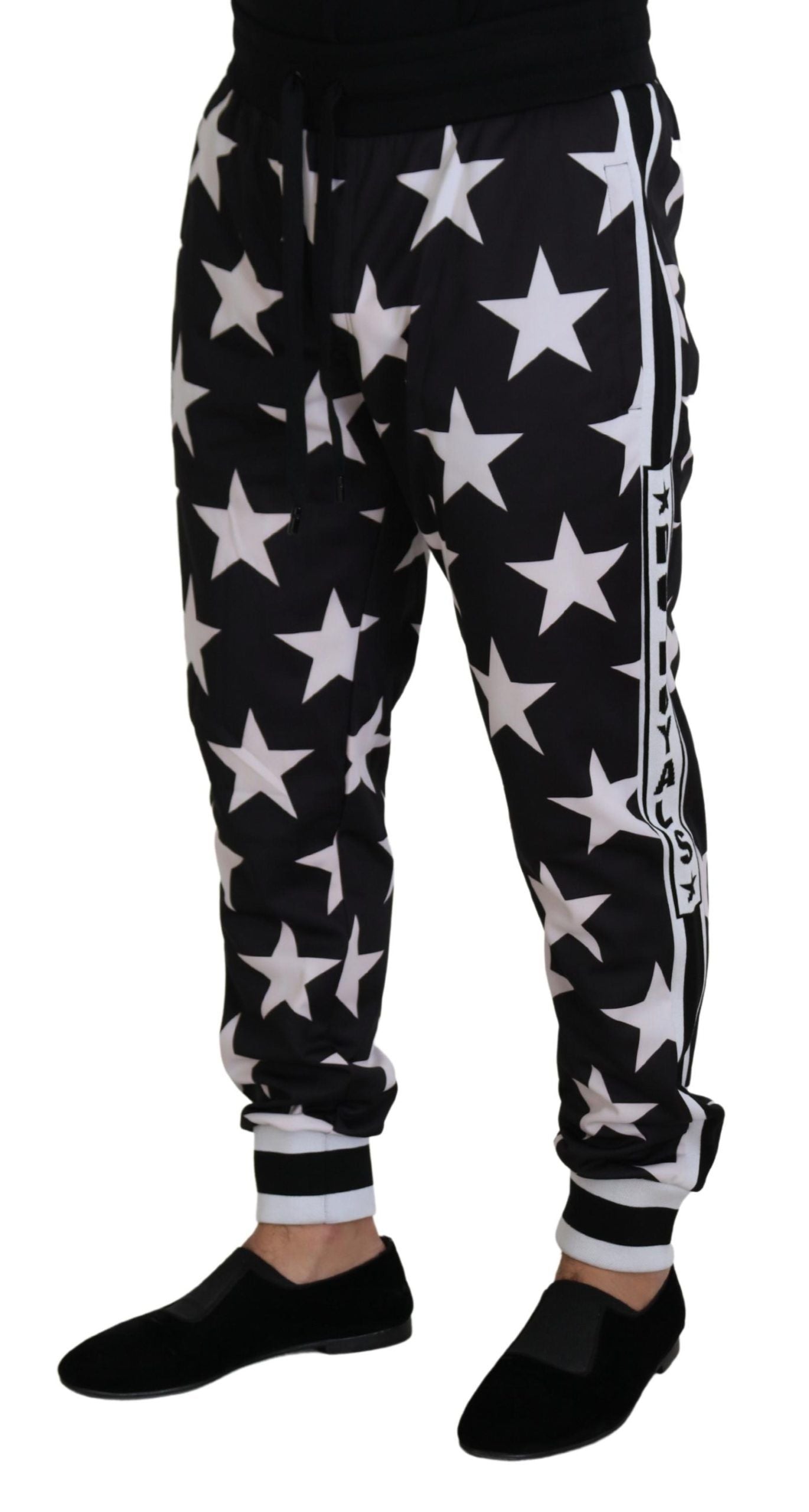 Star Print Casual Sweatpants with Logo Detail