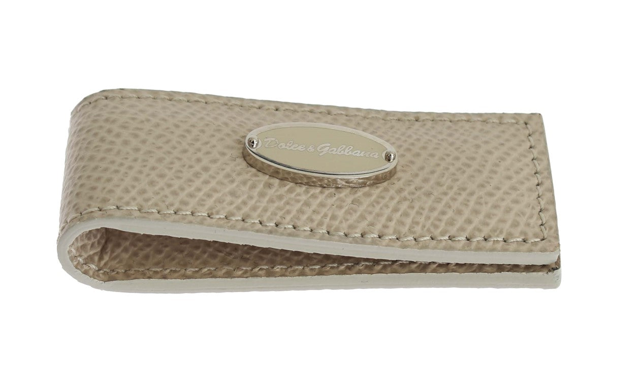 Elegante beige leren geldclip