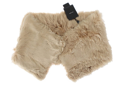 Elegant Alpaca Fur Shoulder Wrap in Beige