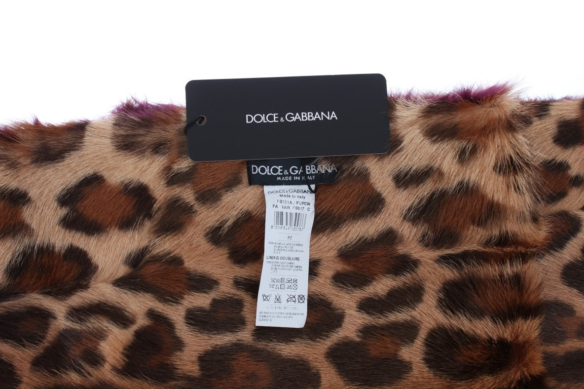 Exquisite Leopard Print Lambskin Fur Scarf