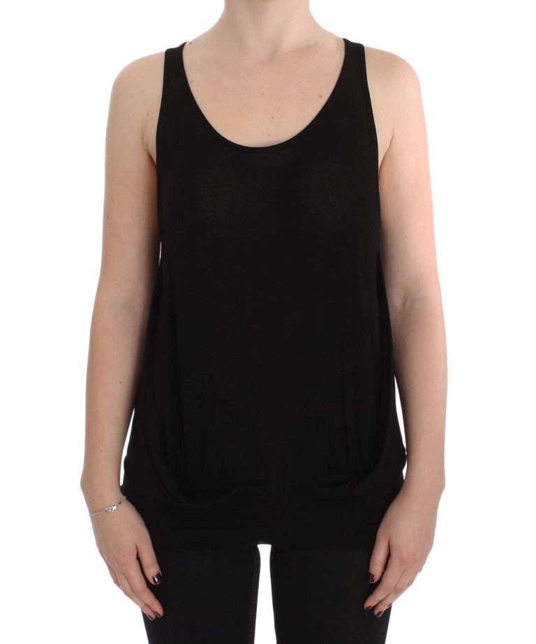 Blusa camisola negra elegante Camiseta sin mangas