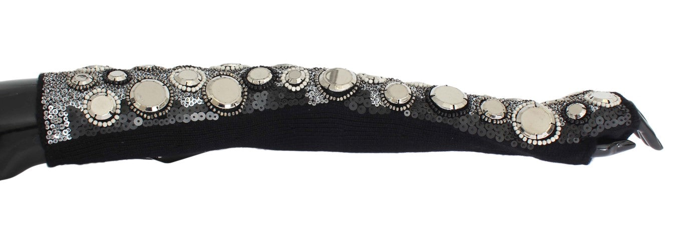 Sequin-Embellished Cashmere Fingerless Gloves