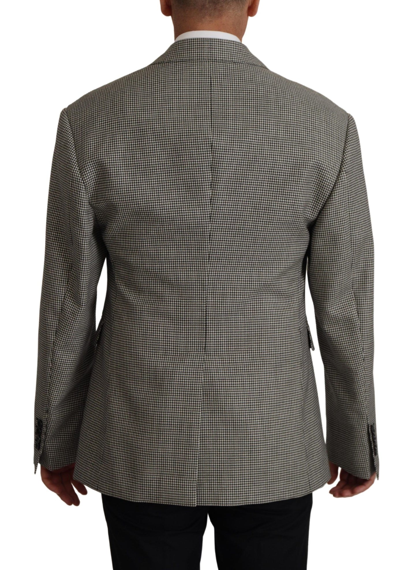 Elegante blazer de lana a cuadros gris