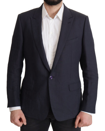 Elegante linnen blazer met enkele rij knopen