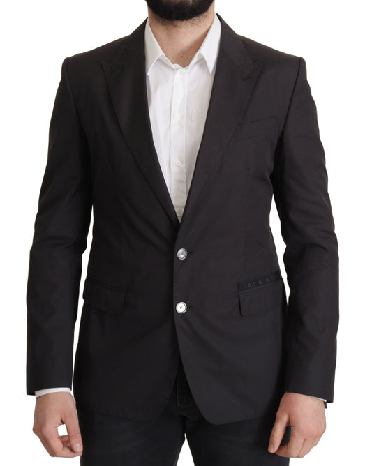 Elegante blazer de algodón negro Taormina