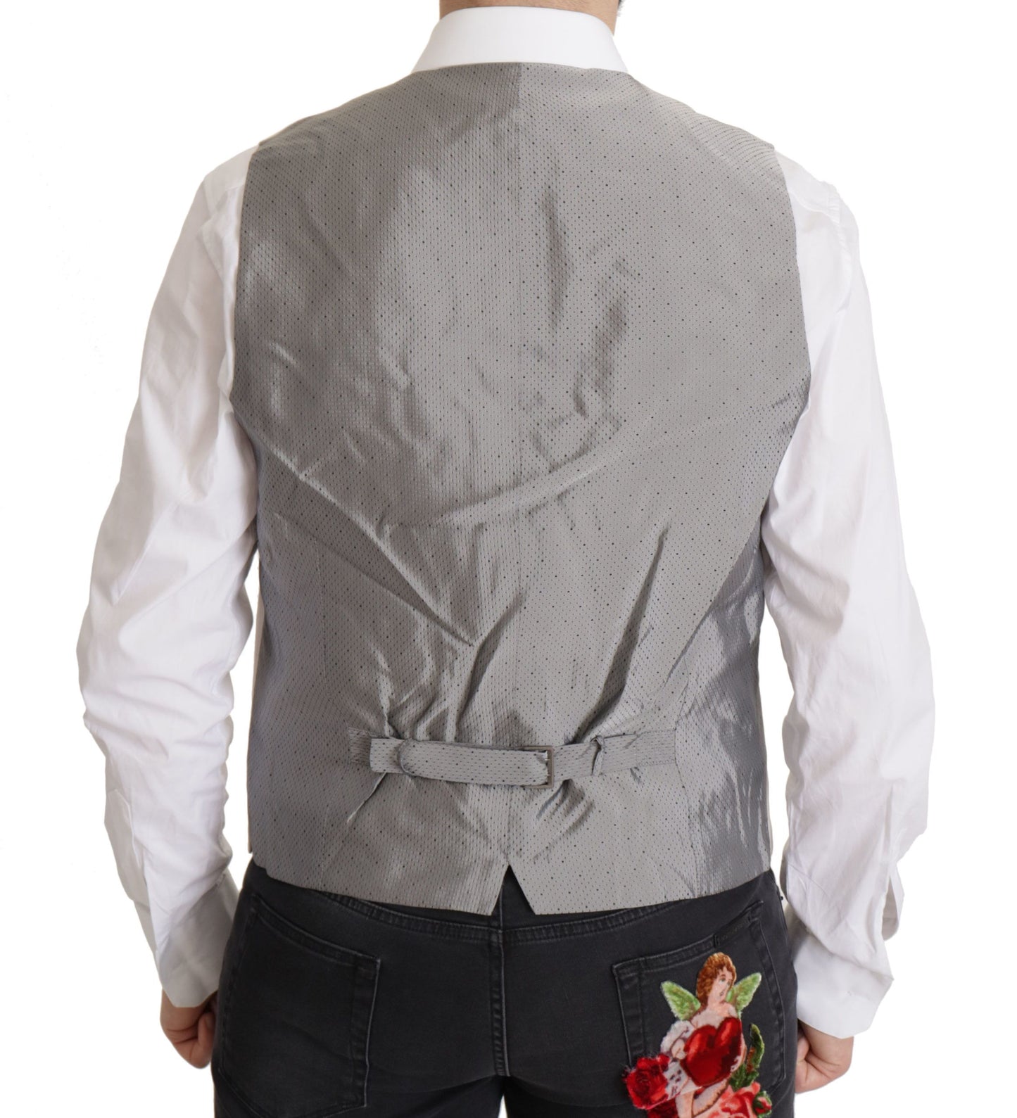 Conjunto de chaqueta de traje elegante en mezcla de seda gris claro