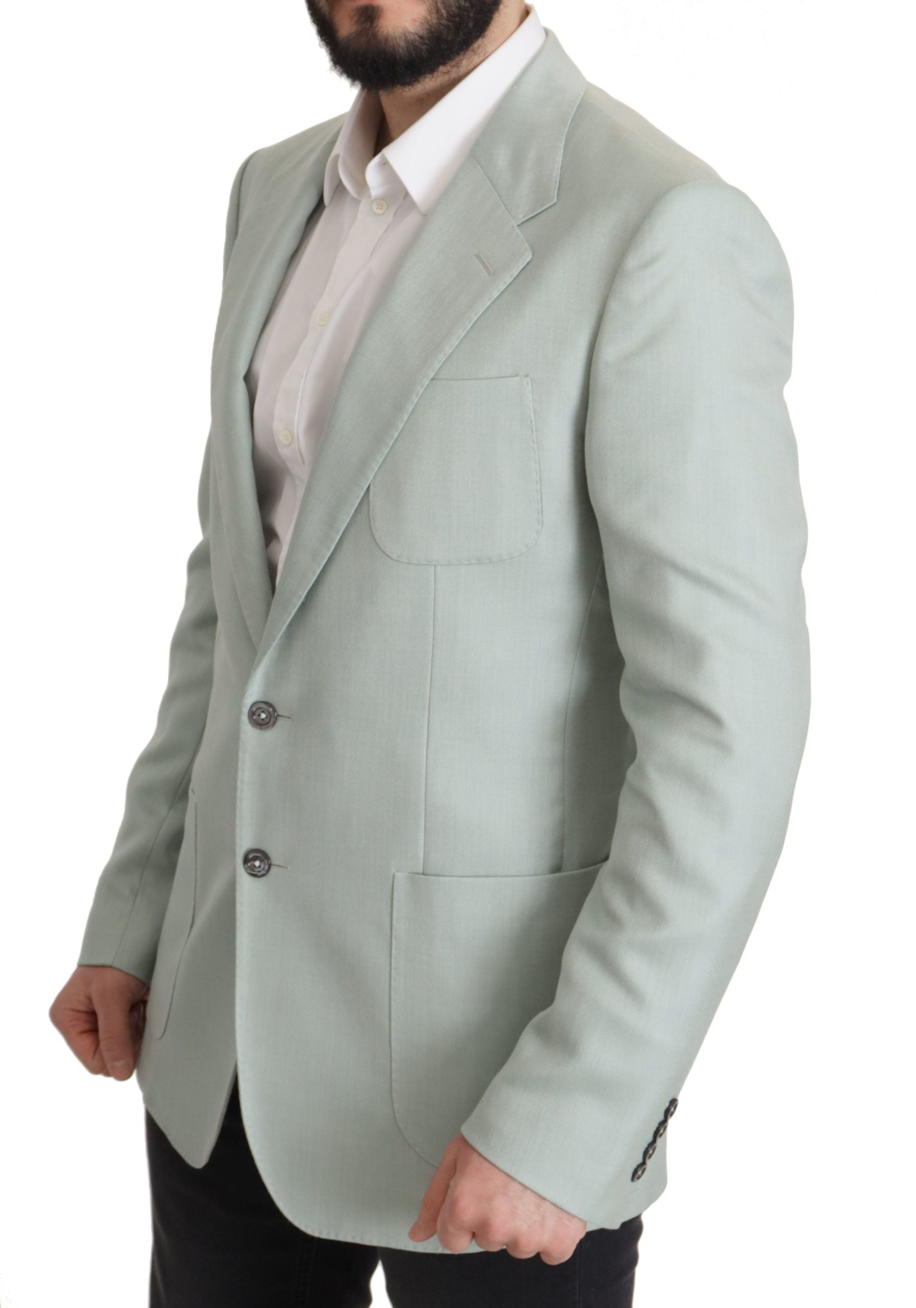 Elegante mintgroene zijde-kasjmier blazer