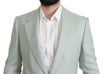 Blazer elegante de seda y cachemira verde menta