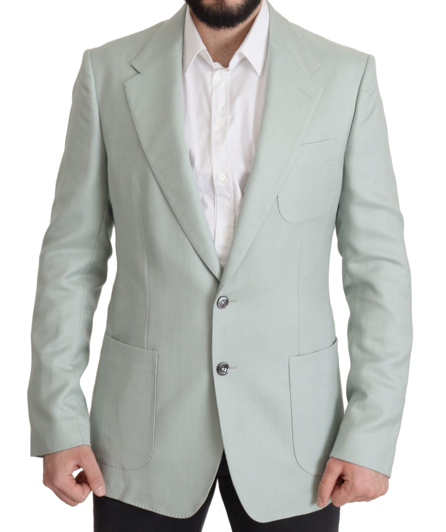 Blazer elegante de seda y cachemira verde menta