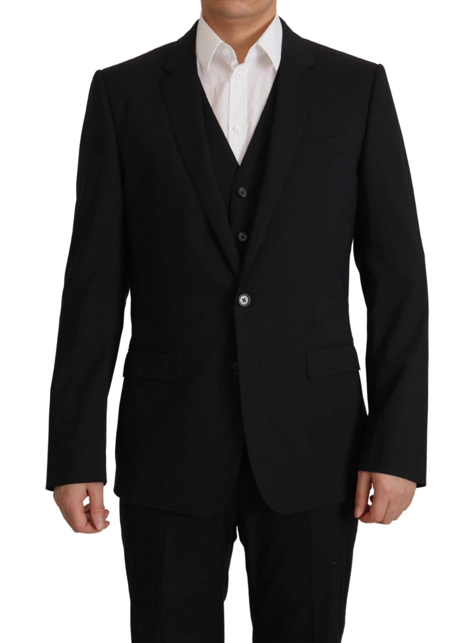 Elegante conjunto de chaqueta y chaleco de Martini negro