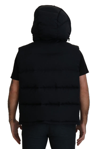 Sleek Black Hooded Short Sleeve Jacket