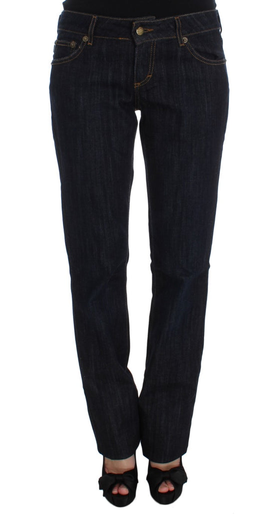 Chique blauwe designer jeans met rechte pasvorm