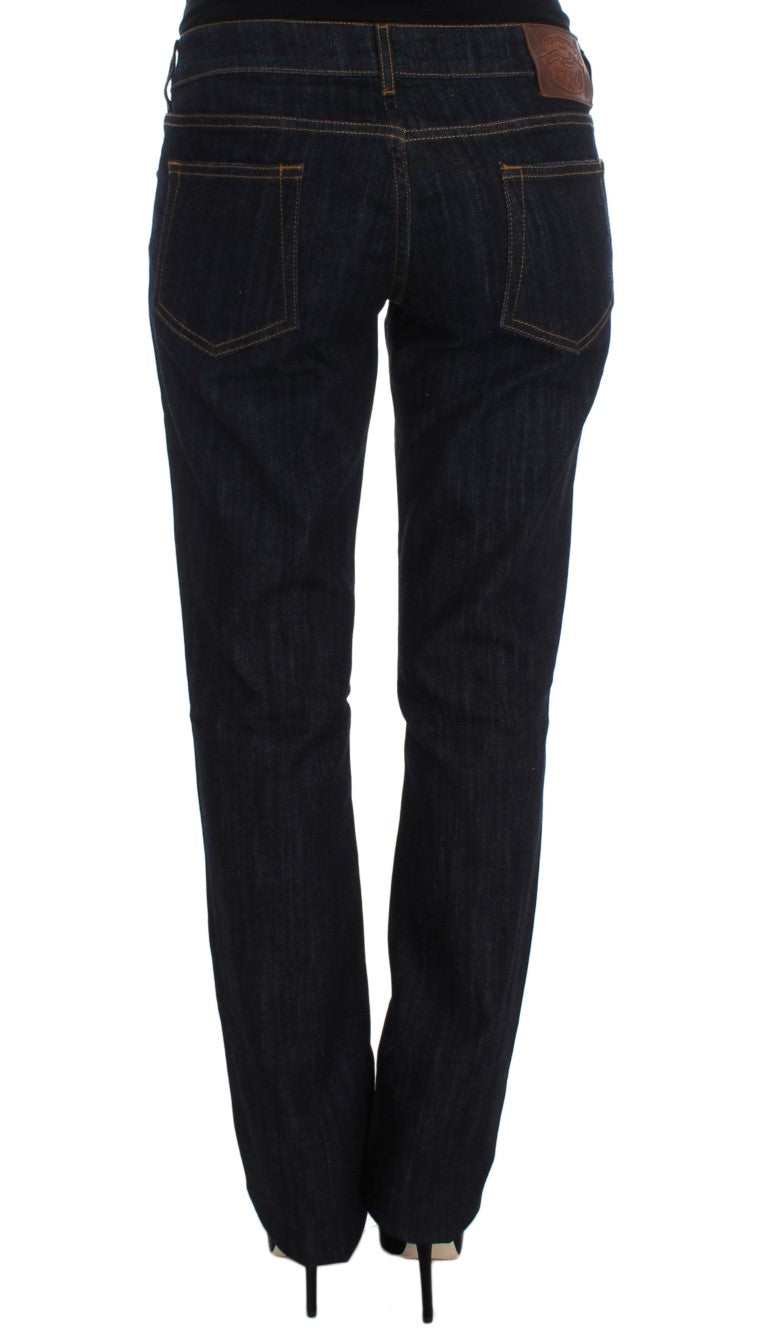 Chique blauwe designer jeans met rechte pasvorm