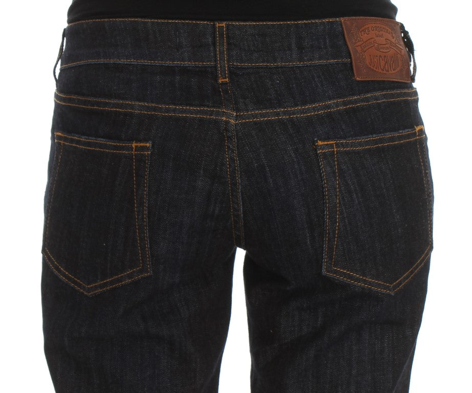 Chique blauwe designer jeans met rechte pasvorm