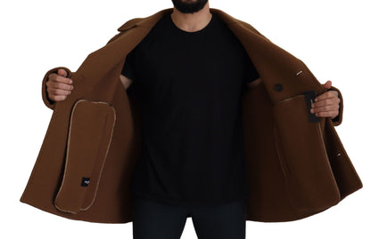 Elegant Double Breasted Brown Jacket