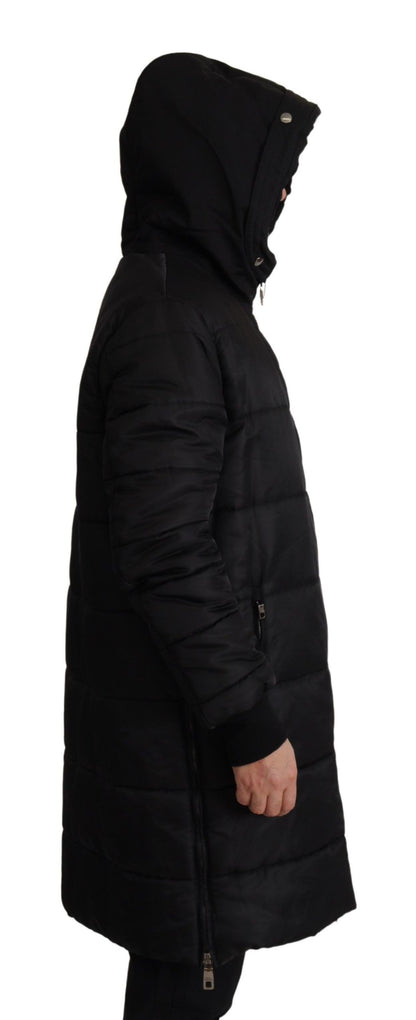 Elegant Black Hooded Parka Winter Jacket